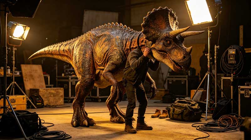 La creciente demanda de disfraces realistas de dinosaurios y animales en cine, televisión y obras de teatro