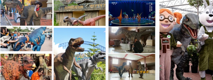 Trajes de dinosaurios en parques temáticos globales